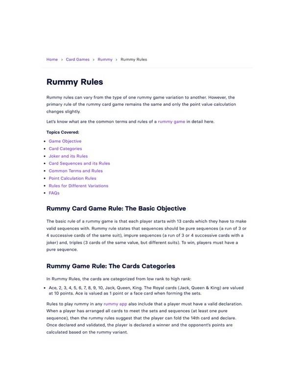 Rummy Table Rules Comparison: Read the Details Before Joining